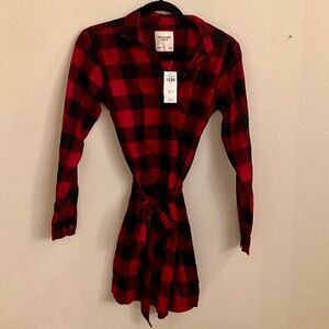 Abercrombie and Fitch Red/Black Flannel Shirt Dress NWT